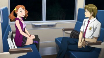 Anaru und Yukiatsu unterhalten sich im Zug