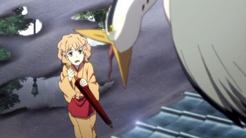 Der Reiher erschreckt Ohana