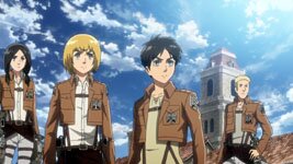 Eren und die anderen erwarten die Riesen