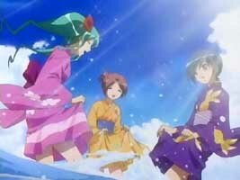Manatsu, Keiko und Satsuki im Meer